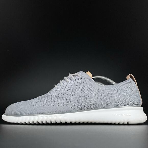 Cole Haan 2.ZERØGRAND Men’s 10 M Gray Knit Wingtip Oxford Casual Dress Shoes EUC - Picture 1 of 9